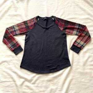 Gray Pullover with Plaid Detail